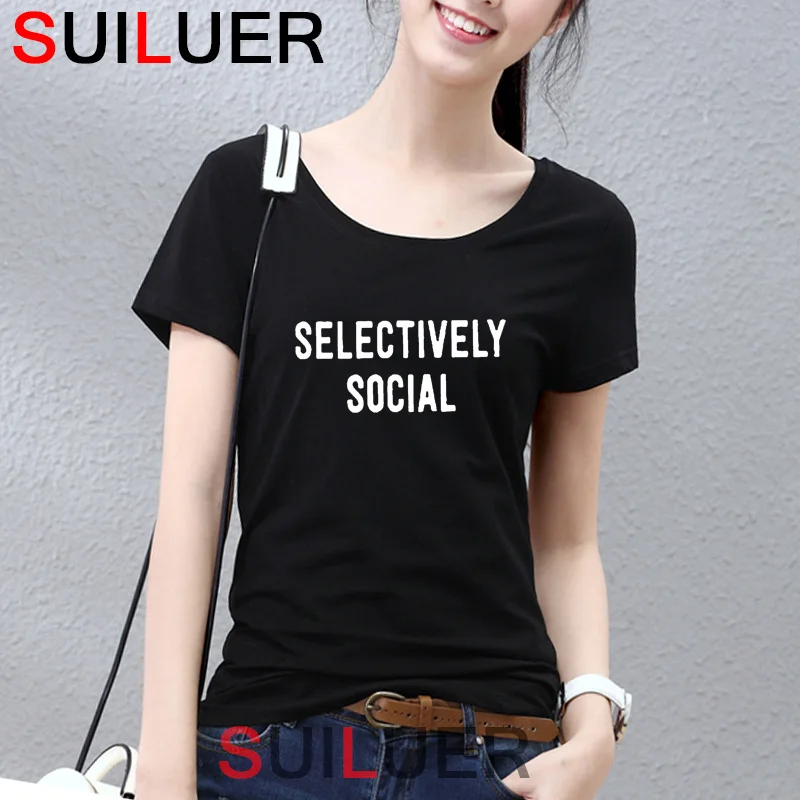 

SELECTIVELY SOCIAL Letter Print Gray T Shirt Women Short Sleeve O Neck Cotton Tshirt Summer Women Causal Tee Shirt Tops Clothes