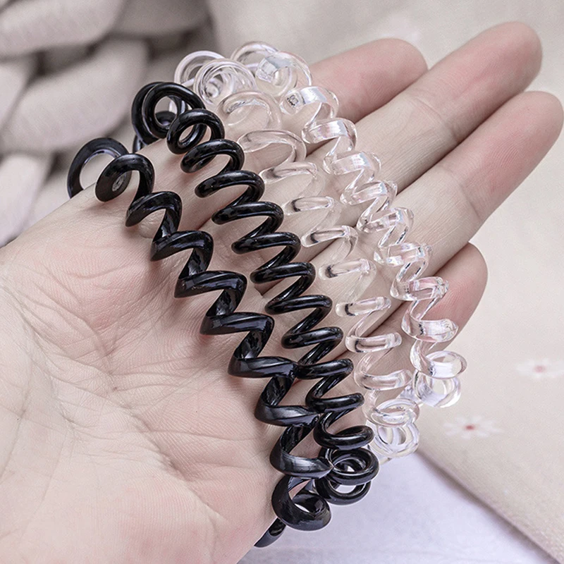 

5PCS High Quality Hair Scrunchie Transparent Telephone Wire Elastic Hair Bands For Children Headwear Hair Accessories