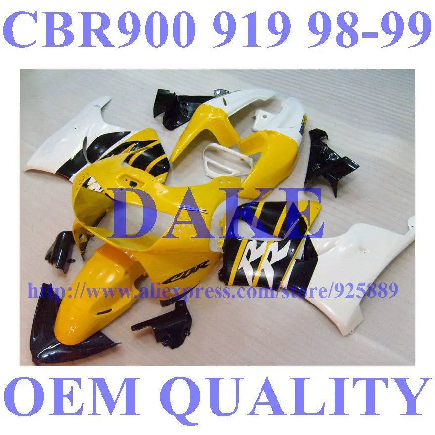 

DAKE Fullset fairings for 919RR 98 99 HONDA CBR900RR 919 98 99 CBR 900RR 1998 1999 CBR919RR 98 99 yellow black white #SY77Y1