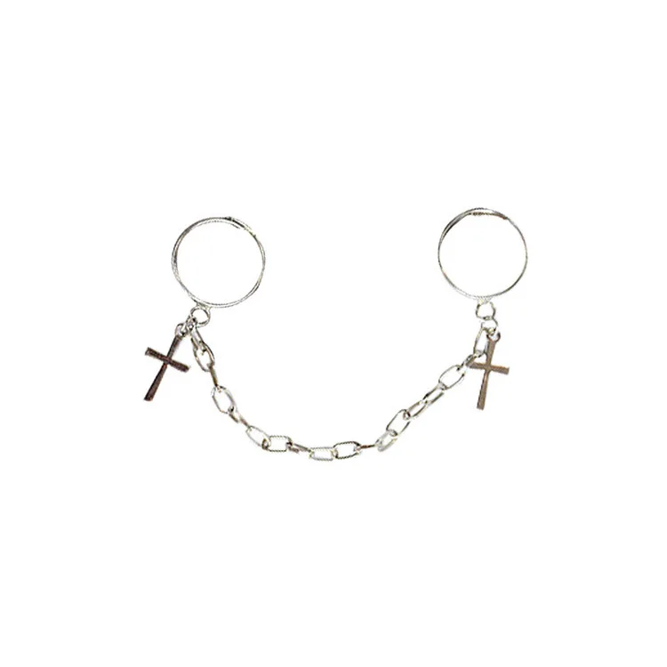 

Retro Punk Hip-Hop Cross Ring Silver Color Plated Hand Finger Chain Adjustable Rings Jewelry Gift for Men Women Unisex Ring
