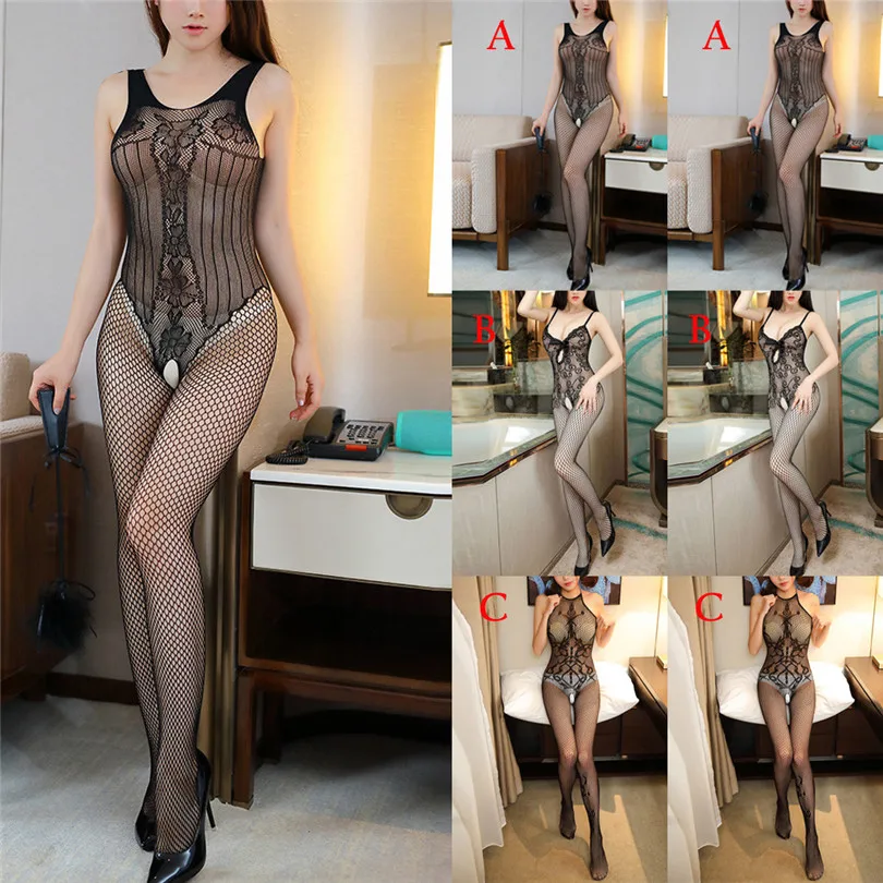 Женское сексуальное нижнее белье сетка с открытой паховой областью боди ночное