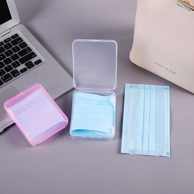 

1 Pcs Colorful Mask Storage Box Portable Disposable Mask Case Temporary Mouth Mask Storage Folder Small Stuff Collect Containers