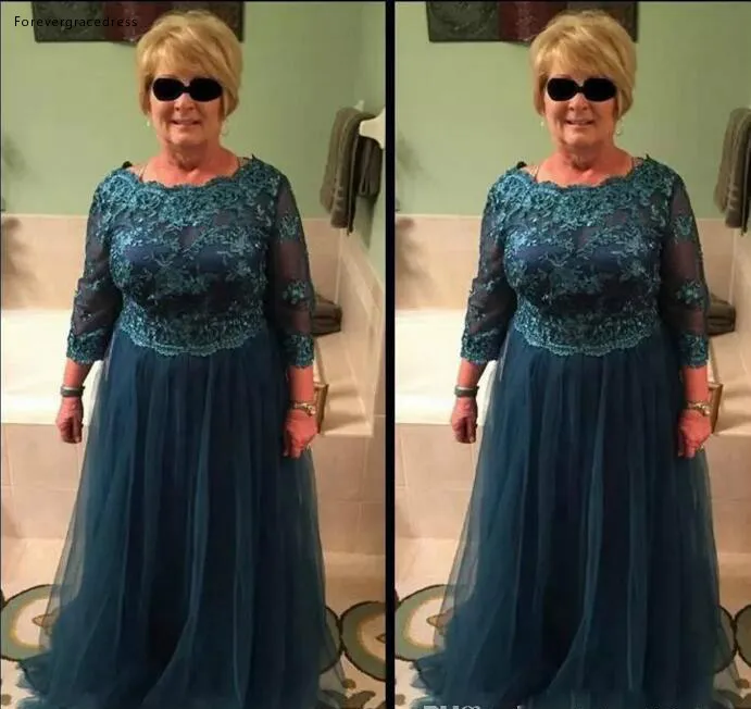 

2019 A Line Mother of the Bride Dresses Long Sleeves Formal Godmother Women Wear Evening Wedding Party Guests Gown Plus Size