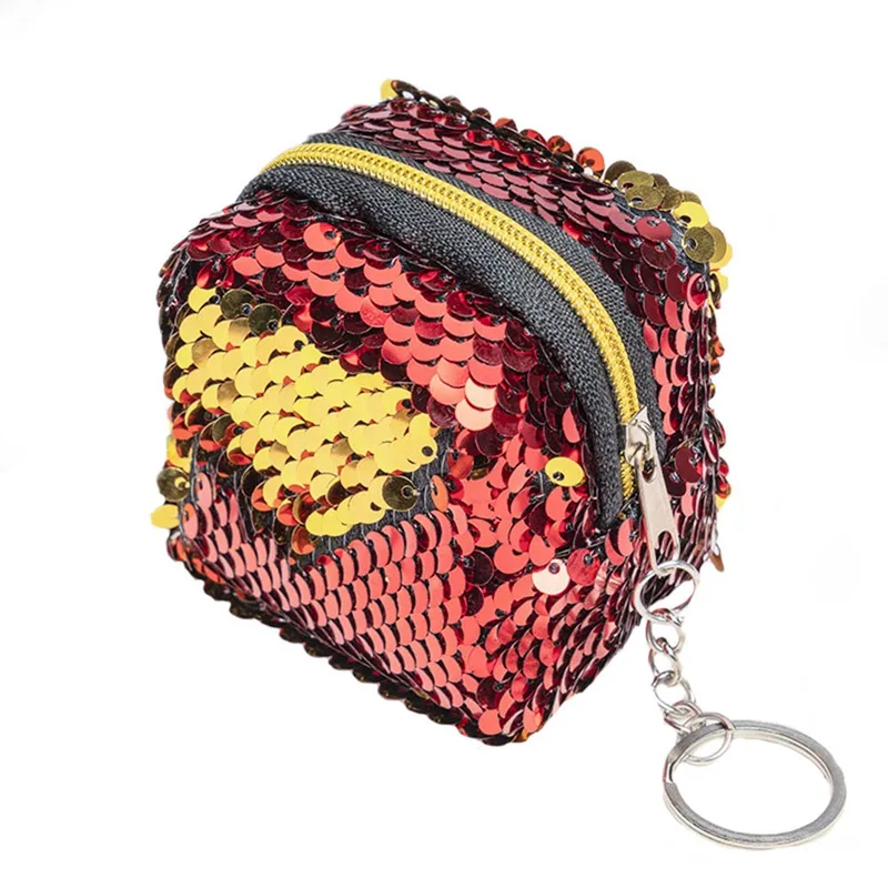 Женская и детская мини сумка с блестками в виде фламинго кошелек для мелочи