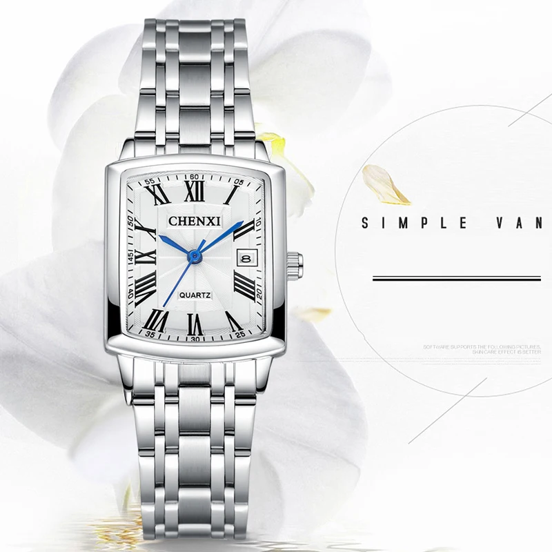 Lover Watches CHENXI Luxury Stainless Steel Bracelet Simple Date Quartz Watch For Men Luxury Casual Wristwatch Couple Gift