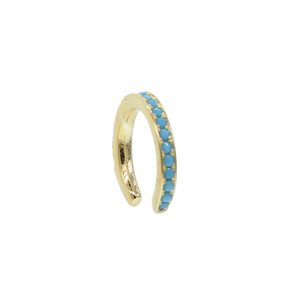 Turquoise Серьги-клипсы без пирсинга, не пирсинг, серьги-манжеты, серьги-клипсы без пирсинга, Стерлинговое Серебро 925 пробы с радужным cz манжетом - Окраска металла: Turquoise