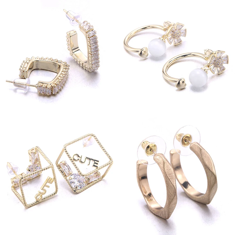 

1 Pair Prevent allergy Gold color Hoop Earring for Women Cute Jewelry Hoop Earrings with pearls Women's Gifts Wedding Party