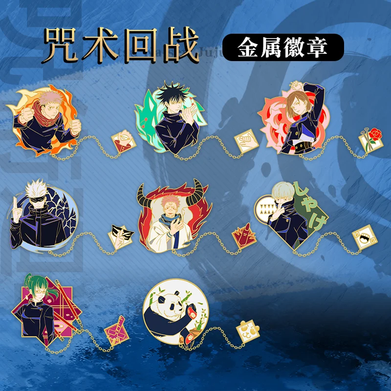 

Anime Jujutsu Kaisen Gojo Satoru Itadori Yuji Metal Badge Figure Brooch Pin Bags Medal Button Souvenir Costume Props Xmas Gift