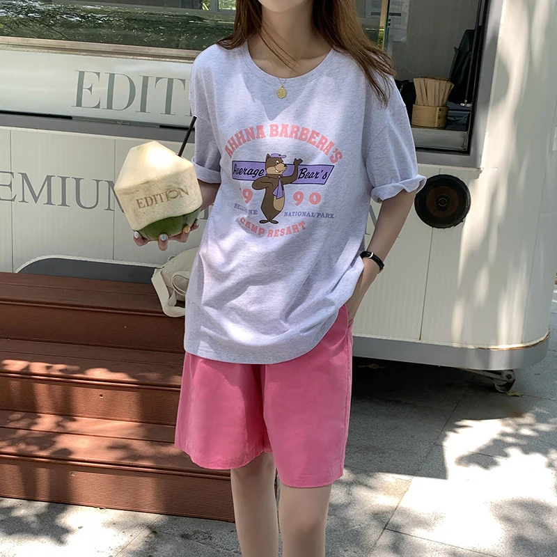 

Летняя женская одежда топы с О-образным вырезом с коротким рукавом майки футболки женские с надписью блузка хлопок тонкий в стиле Харадзюку...