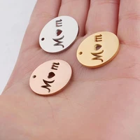 stainless steel mirror polish love mom letter diy jewele making metal round hollow mom disk pendant wholesale 20pcs