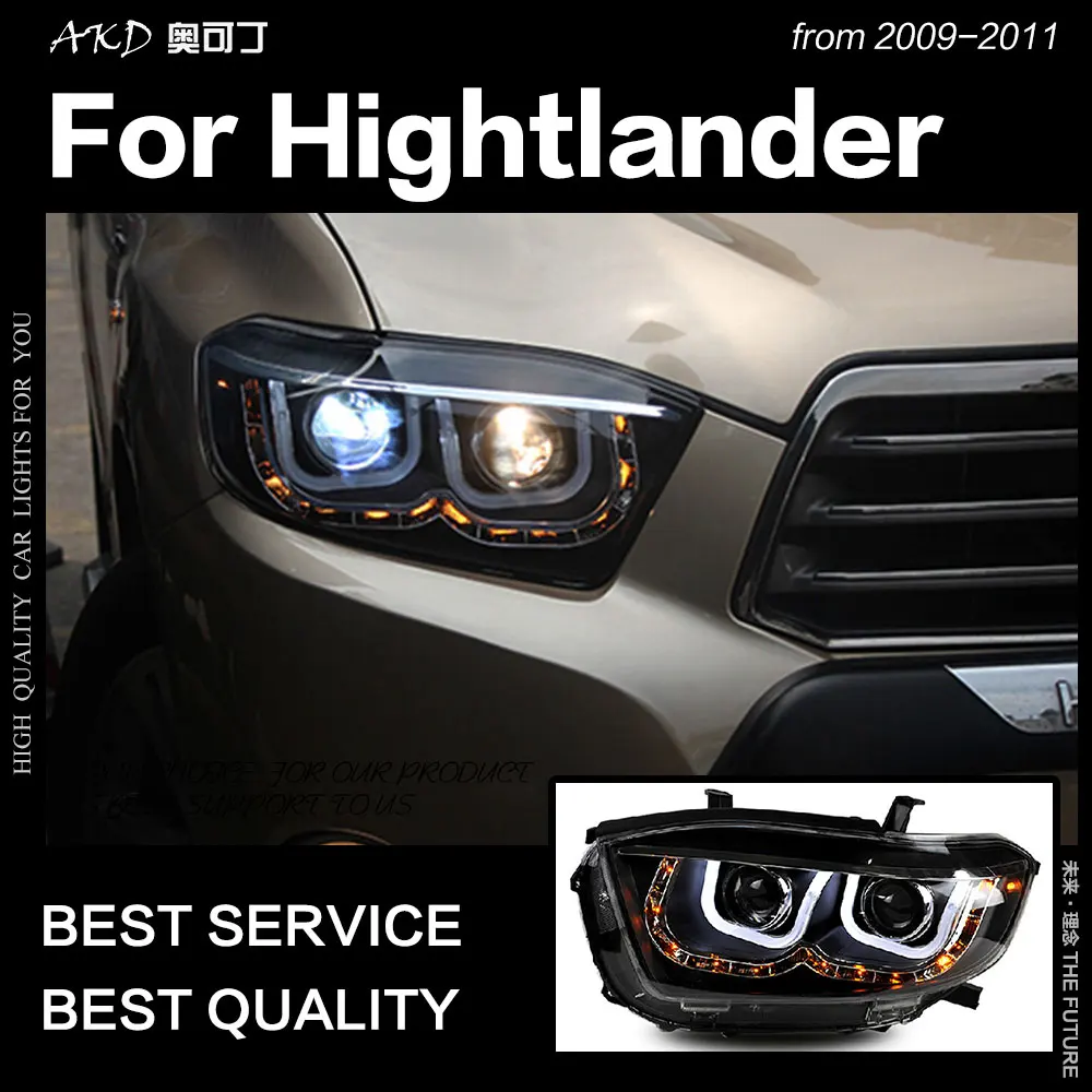 AKD автостайлинг фары Toyota Highlander 2009-2011 светодиодная… для Kluger DRL Hid ангельские глазки