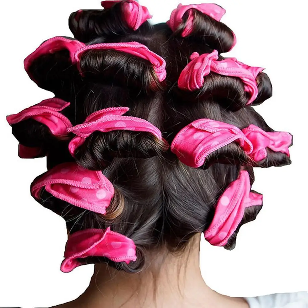 10 Pcs Polka Dot Curling Irons Hair Curlers Soft Sleep Pillow Hair Rollers Set  DIY Hair Styling Too