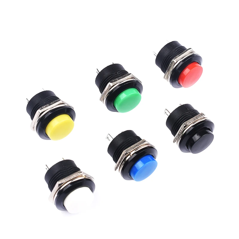 10pcs 16mm Momentary Push Button Switch OFF (ON) Self-reset pushbutton switches 6A/125VAC 3A/250VAC Round R13-507 - купить по