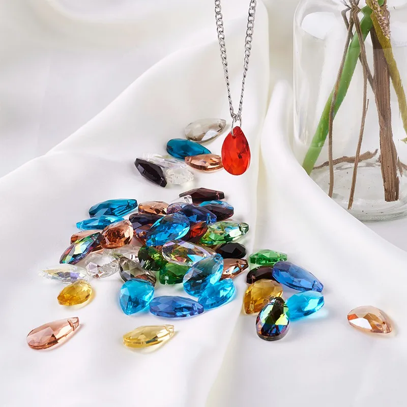 Граненые стеклянные бусины-капельки Подвески для изготовления ожерелья