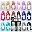 Синтетический парик для косплея HSIU, многоцветные длинные вьющиеся волосы 75 см, 29,5 дюйма, розовые, синие, красные, фиолетовые, серебристые вечерние кудрявые искусственные волосы + бесплатная шапочка для парика