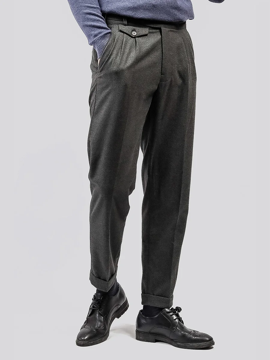 Winter men's Harris woollen trousers British retro slim casual pants tweed man style clothing 2022 baggy casual pants