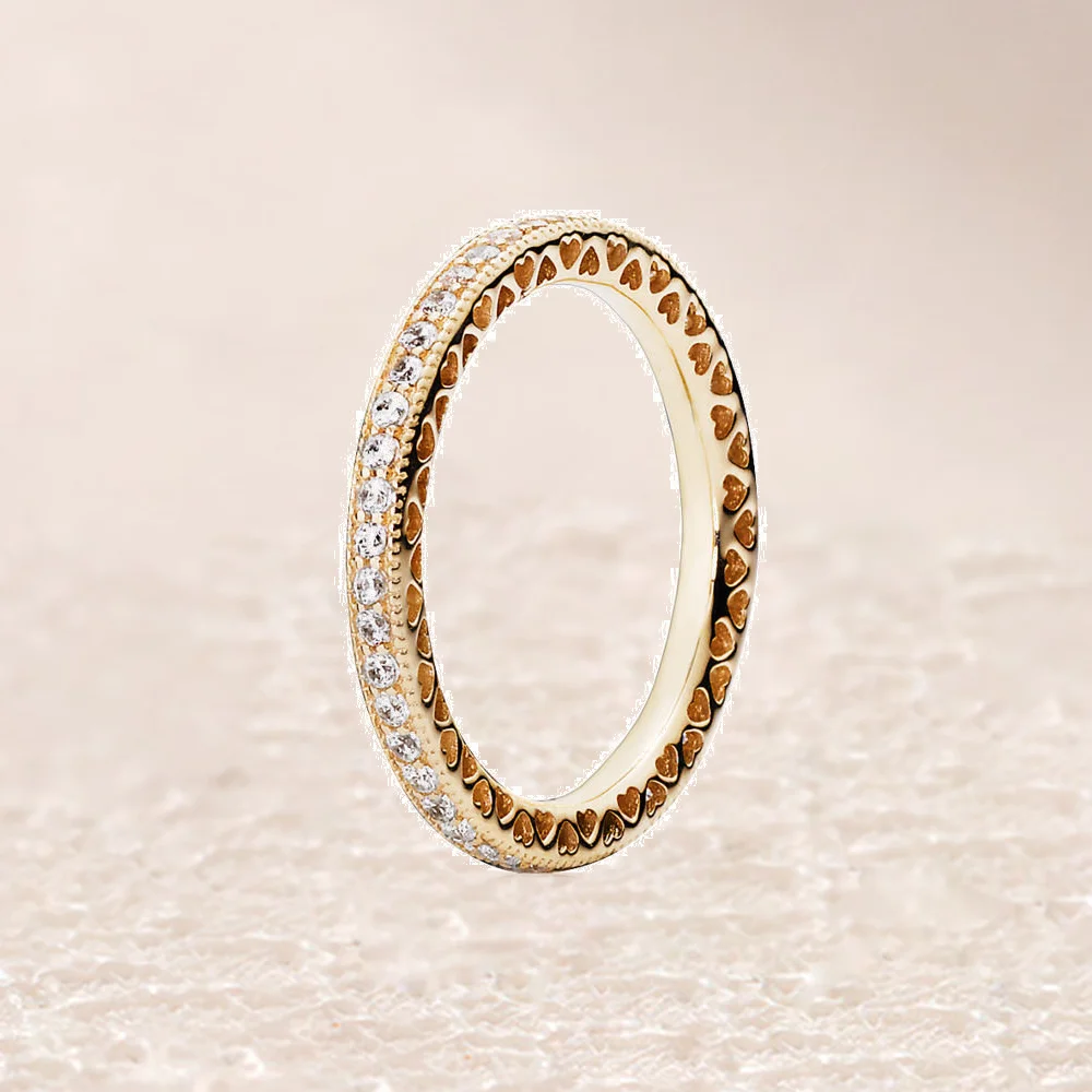 

150181CZ HEARTS OF 14CT GOLD STACKABLE RING