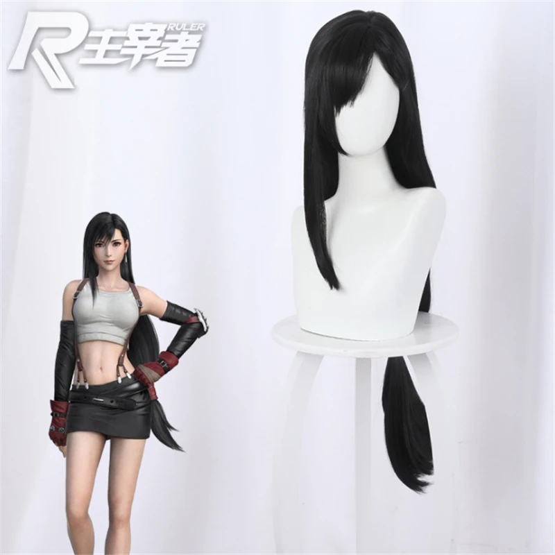 Final Fantasy VII Локхарт парик длинные черные волосы аниме Косплэй волос Синтетические