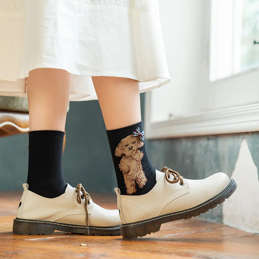 

Cartoon Socks Animal Print Cat Dog Bear Socks Kawaii Harajuku Calcetines Woman Skarpetki Mujer Women Funny Socks cute chaussette