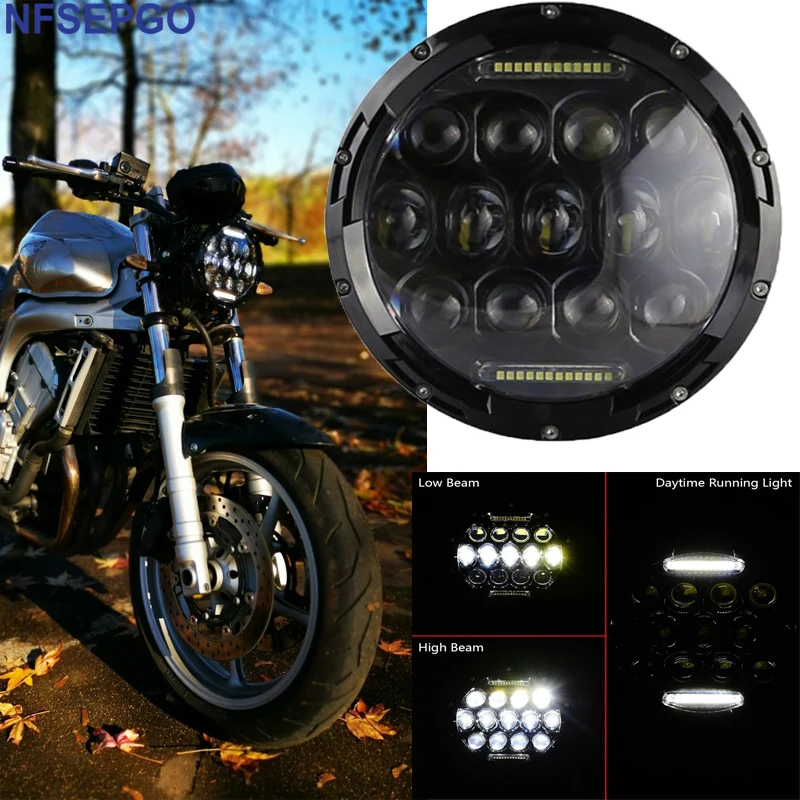 Круглый 7 ''мотоцикл черный проектор Moto светодиодный светильник лампа головной светильник для Harley Sportster Touring Street Glide Softail FLHXF Trike