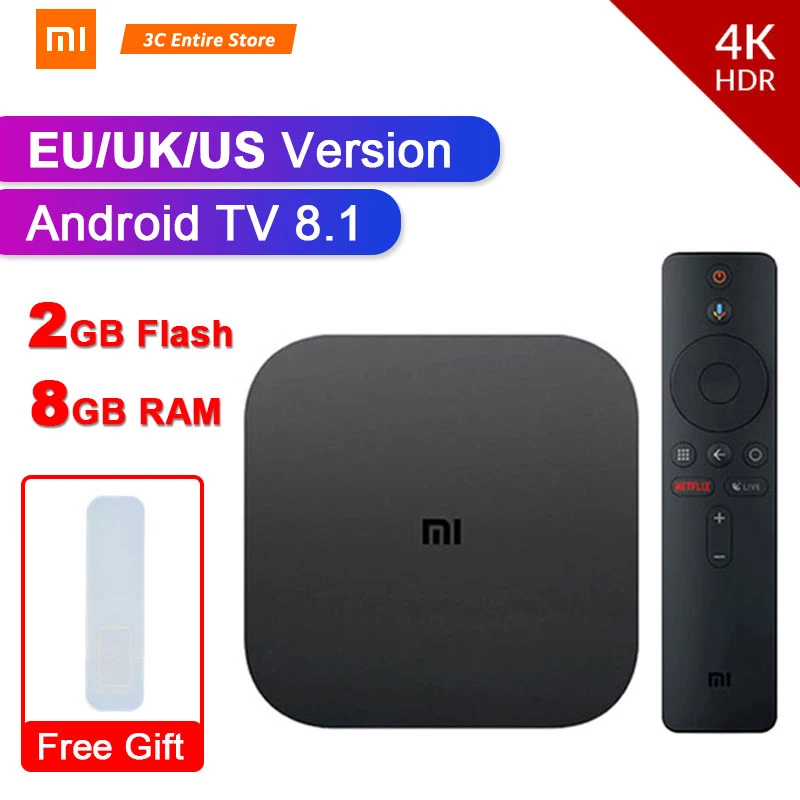 Оригинальная глобальная версия Xiaomi mi Box S 4 Android 8,1 4K четырехъядерный Смарт ТВ приставка 2 ГБ 8 ГБ HD mi 2,4G 5,8G WiFi BT4.2 Mali450 1000Mbp