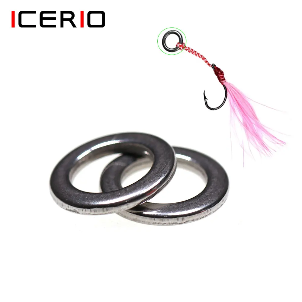 

ICERIO20pcs High Strength 304 Stainless Steel Fishing Solid Ring Jigging Fishing Accessories Jig Lure Connector Salterwater