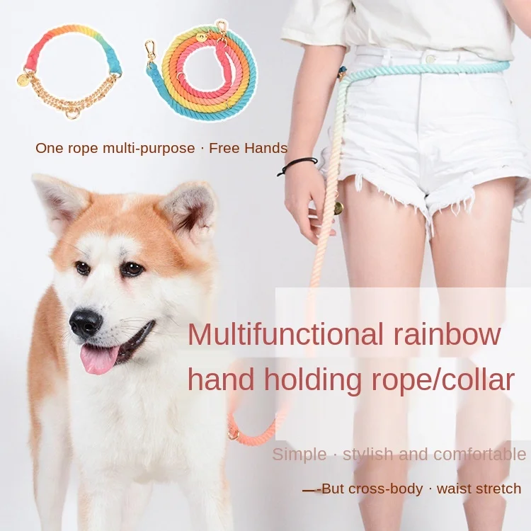 

210cm gradient Dog Pet Leash Rope Nylon Small Medium Large Dogs Puppy Leashes Long Heavy Duty Large Dog Walking Training Lead