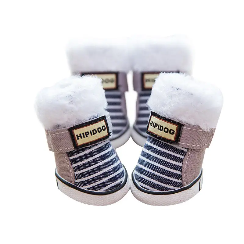 New Hot Dog Cat Shoes Stripe Winter Warm Puppy Socks Anti-Slip Snow Pet Boots Paw Protecters For Small Dogs | Дом и сад