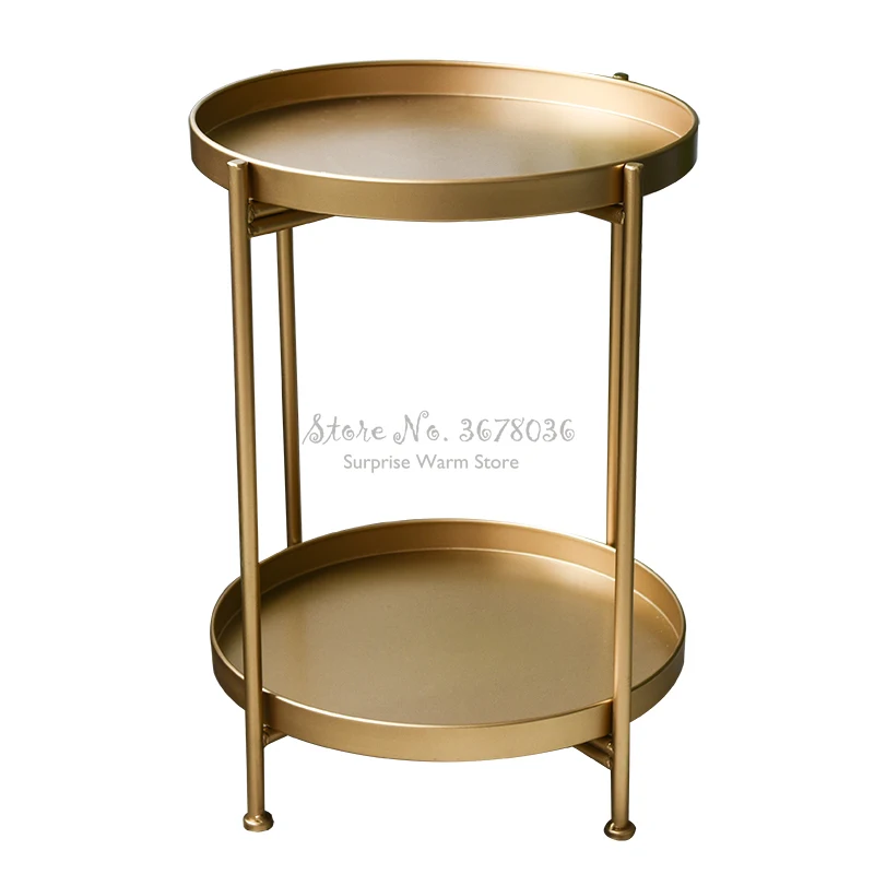 

New Iron One Two Layers Coffee Table Round Table Living Room Side Table Detachable Tray Multi-use Home Furniture Storage Rack