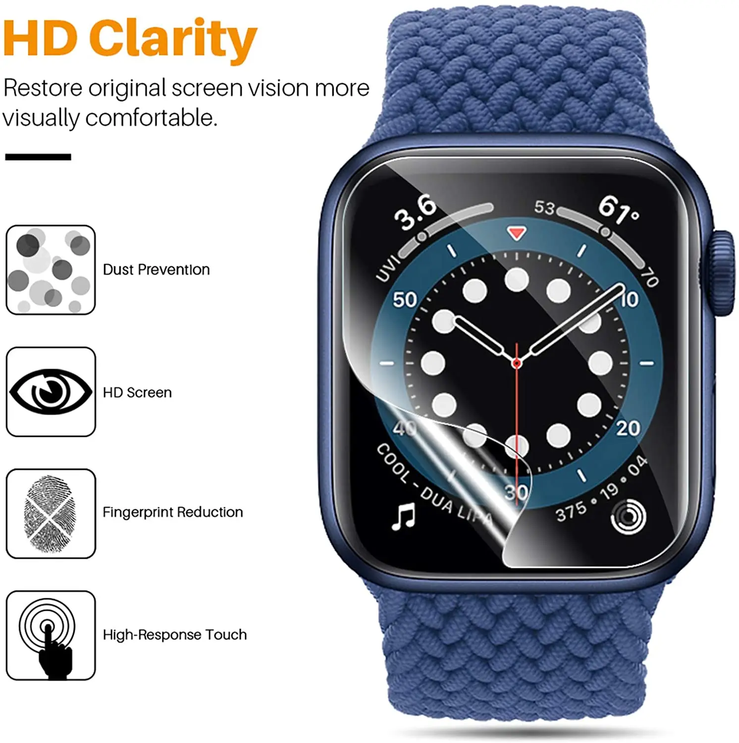 HD-пленка для Apple Watch защитные пленки экрана 44 мм 40 42 38 (не закаленное стекло)