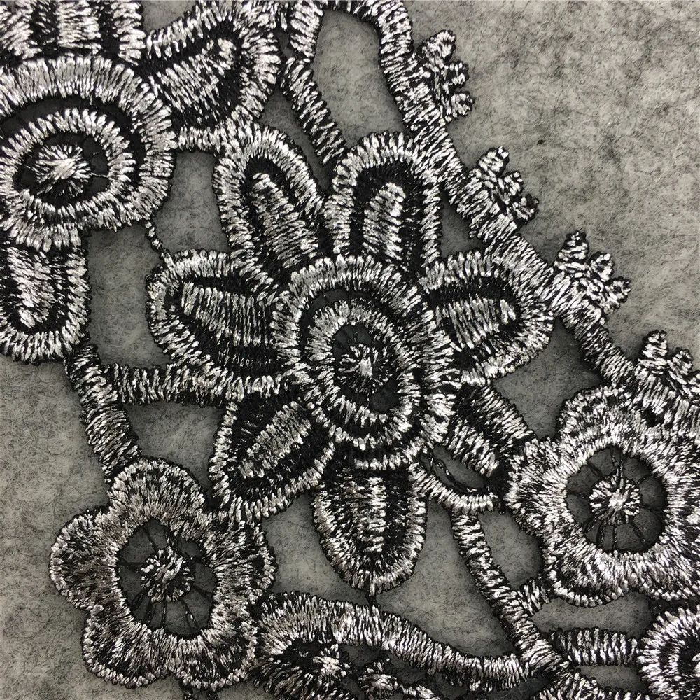 Новый стиль серебряная вышивка цветок кружевное декольте ткань сделай сам