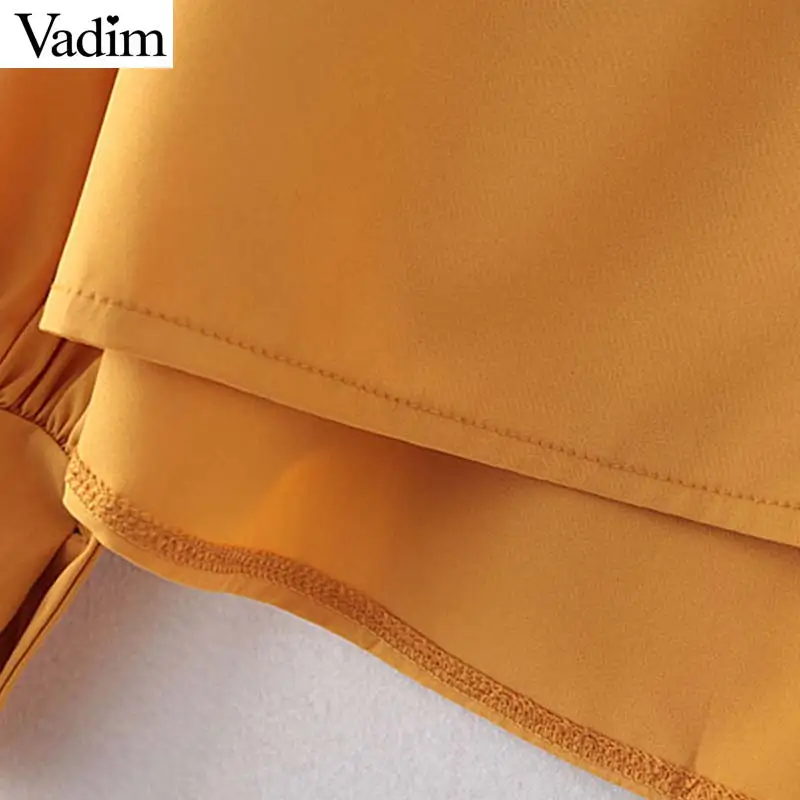 Vadim Женская стильная желтая блузка с воротником-шарфом украшенные рубашки