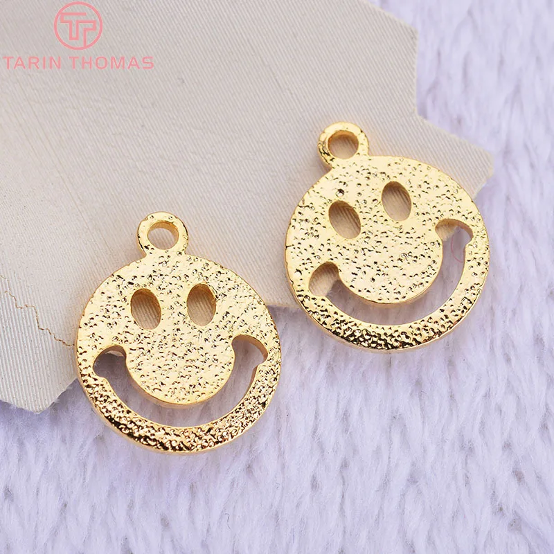 

(195) 20PCS 10x12MM 24K Gold Color Brass Smile Pendants Charms High Quality Diy Jewelry Findings Accessories