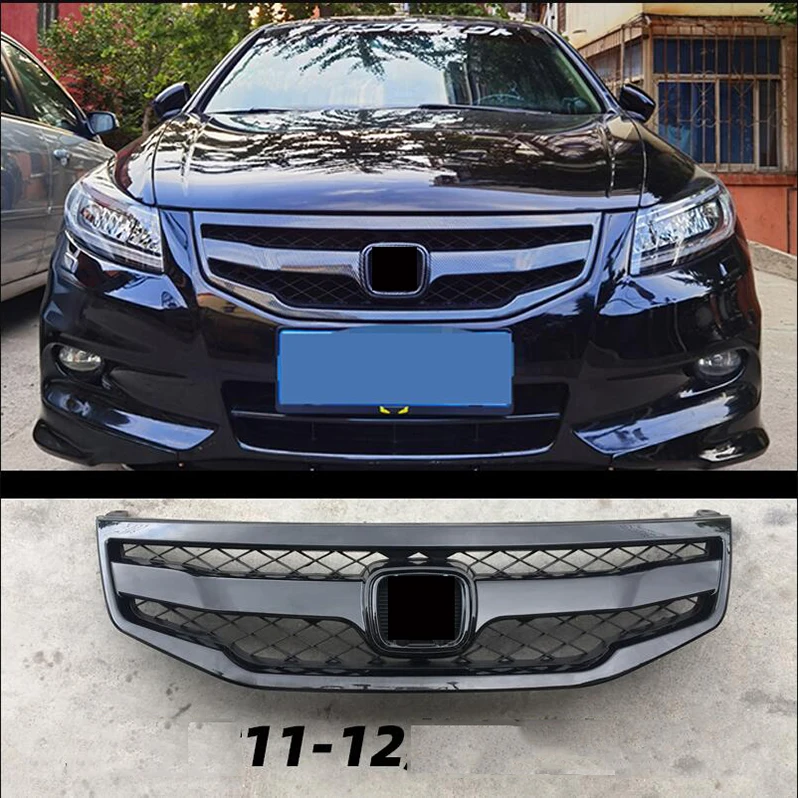 

Fit for 2011-2012 8.5th Gen Honda Accord Sedan ABS Chrome BLack Front Grille Grill