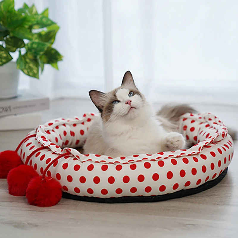 

Cat Bed Pet Deep Sleep Round Cat Beds Indoor Cats Four Seasons Available Models Of Dual-use Removable Circula Cherry Nest