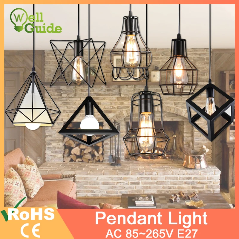 

Retro loft Industrial Vintage Cage Pendant Light E27 Iron Hanging Lights Hanging Lamp For Restaurant Bar Counter Lamp