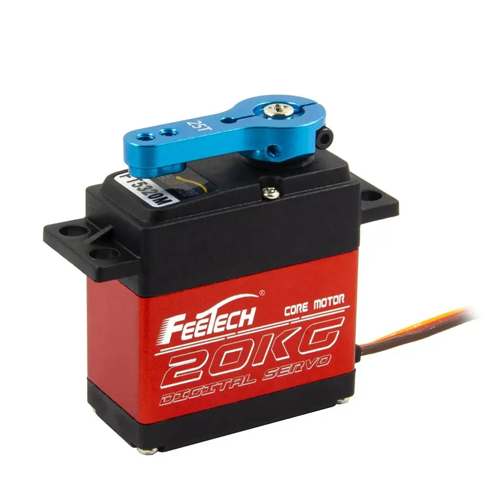 2Pcs Feetech Large Torque 7.4V 20kg.cm RC Servo, 180 Degree Digital Servo with 25T Servo Horn Arm for Smart Car Robot Robotic