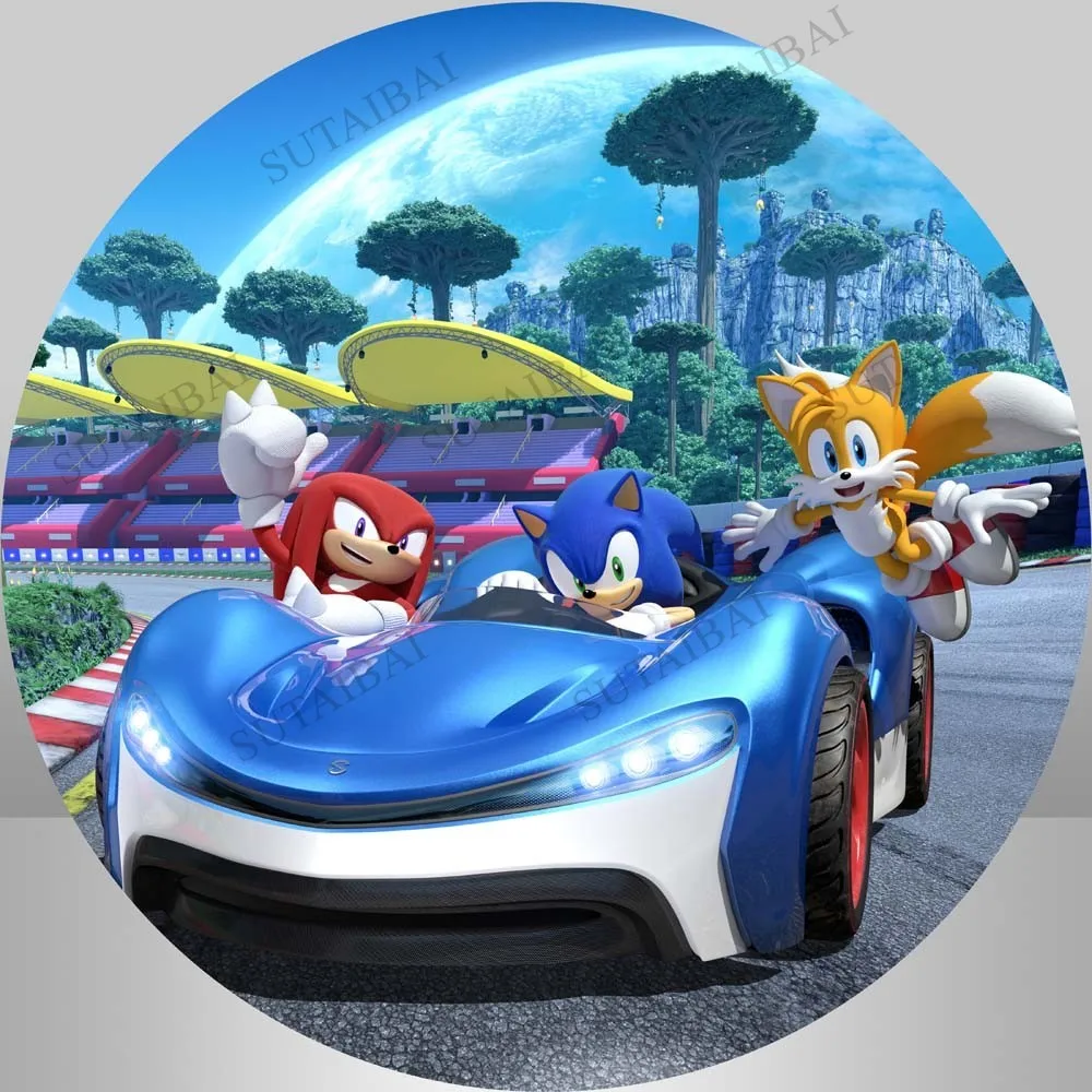 

Round Circle Backdrop Blue Sonic The Hedgehog Photo Studio Photography Baby Birthday Party Photographic Backdground Photocall