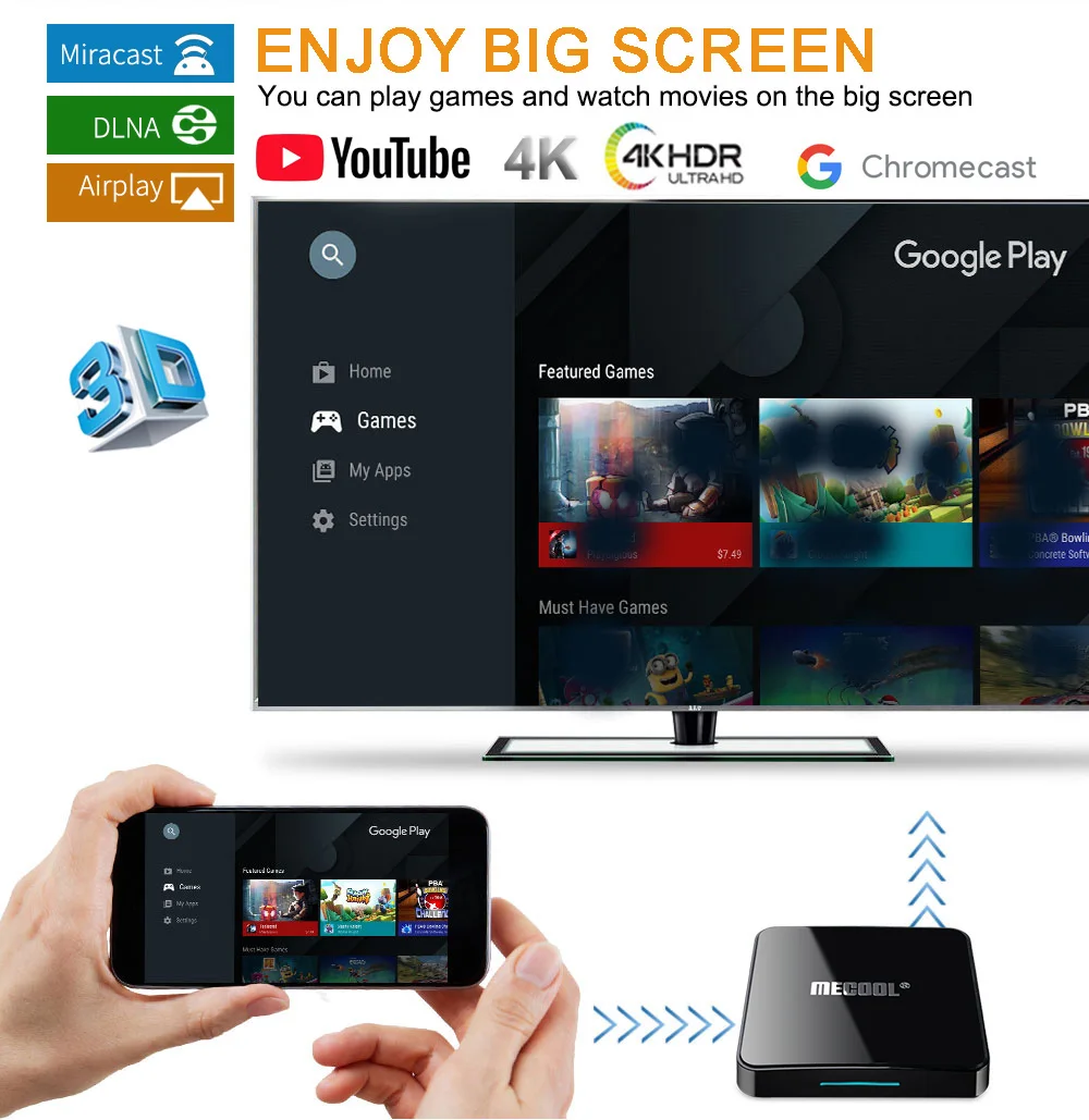 MECOOL KM3 Android 9,0 Smart tv Box 4G DDR4 64G 4K HDR Google Home Play Cast Ultra HD tv Box USB 3,0 медиаплеер Голосовое управление