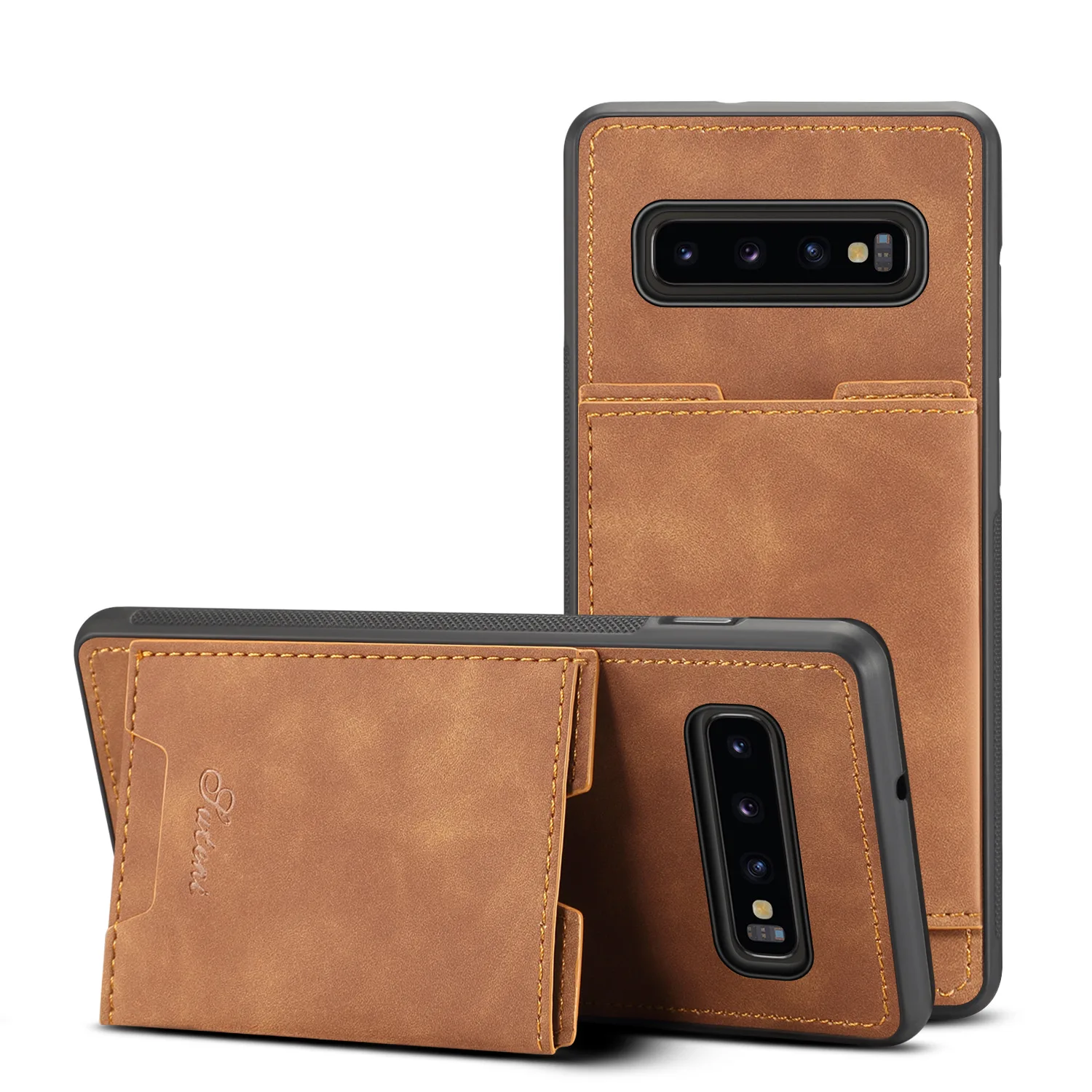 Оптовая продажа задняя крышка для Samsung Galaxy S10 + S10E Plus дешевая кожа Мягкий