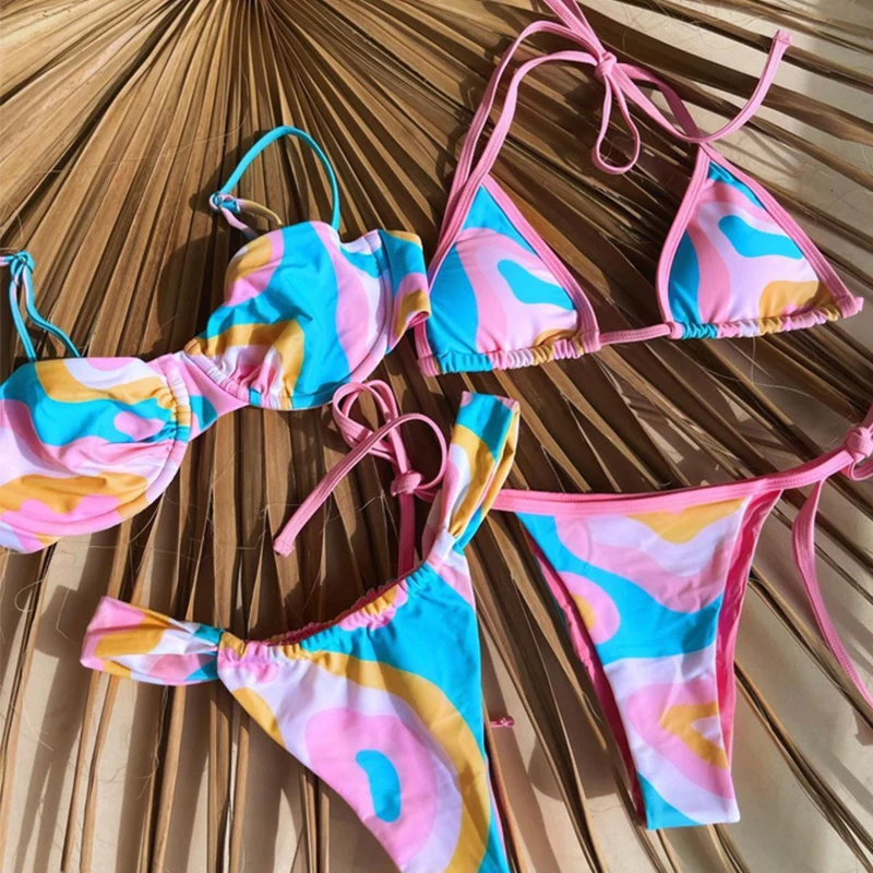 

Micendy Sexy Bikinis Women Swimwear Micro Swimsuits Sexy String Bathing Suits Summer Print Bandage Bikini Sets Thong Beachwear