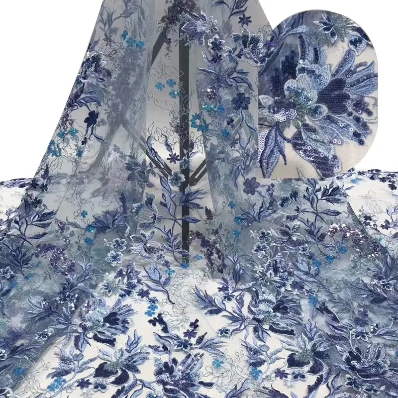 

2020 Newest design French Velvet lace fabric Teal African Velvet Lace fabric with Sequins Lace For Nigerian Wedding Lace