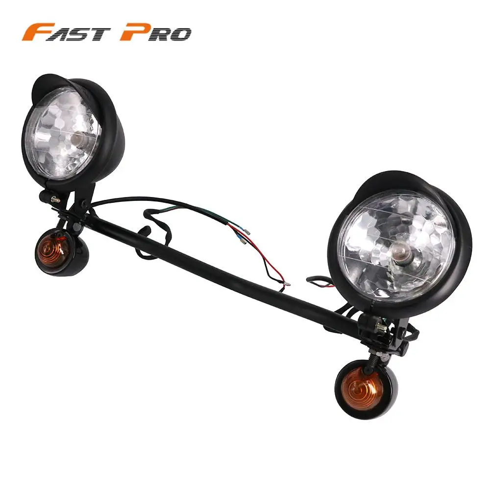 12V Motorcycle Retro Headlights Turn Signal Light Fog Auxiliary Lamps Scooter Motorbike For Honda Harley Suzuki Cafe Racer |