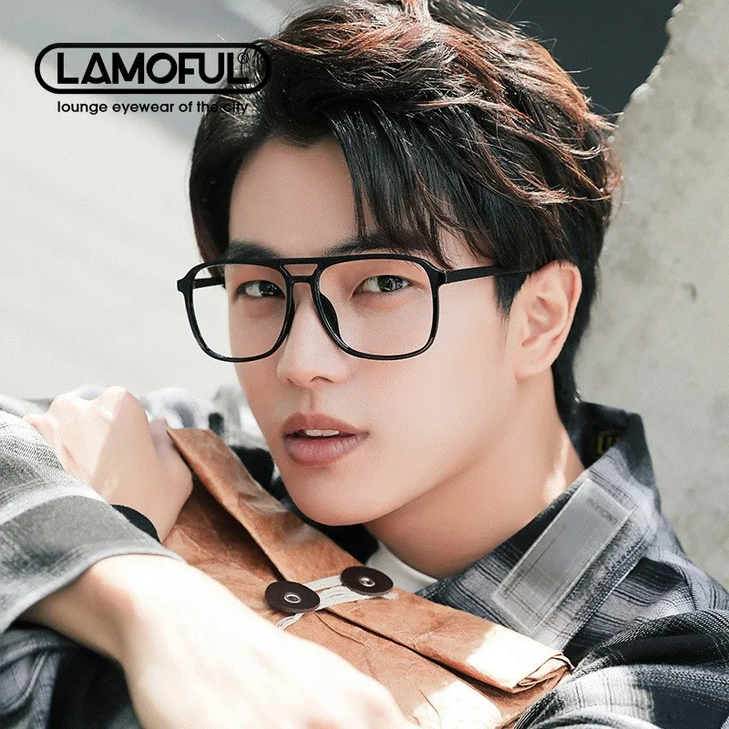 

2021 New TR90 Anti-Blue Myopia Frame Double Beam Transparent Trame Korean Retro Flat Mirror 6503-16