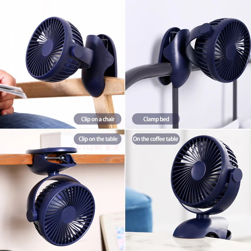 

Portable Clip Fan USB Mini Rechargeable Car Clip Dual Battery Fan Power Storage Charging Small Mute Table Fans For Home