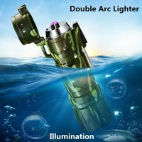 new glare flashlight and usb recharge double arc cigarette lighter waterproof plasma lighter windproof electronic lighter