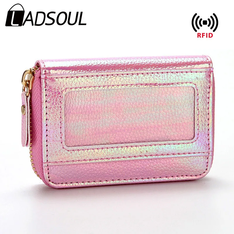 Женский кошелек LADSOUL с RFID защитой на молнии модный бумажник из искусственной кожи