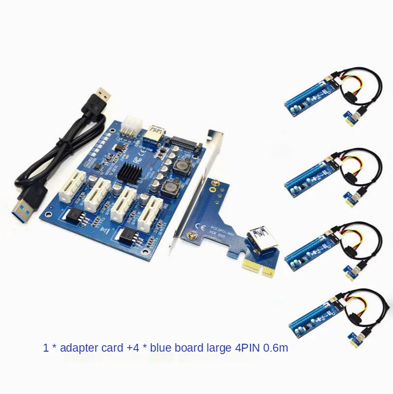 

PCI-E X1To4PCI-E X16 Расширенный комплект с портом от 1 до 4, PCI Экспресс переключатель, усилитель концентратора, 4-контактная USB Райзер-карта для майни...