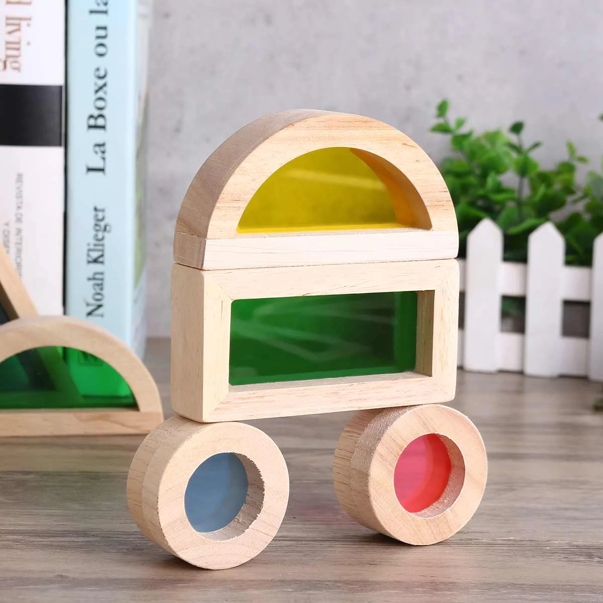 Деревянные строительные блоки строительная игрушка штабелируемые радужные