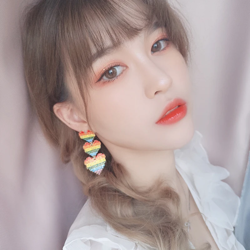 Серьги Rainbow Love корейские Изящные Онлайн авторитетные преувеличенные уникальные